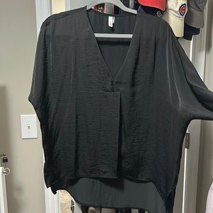 Black satin 3/4 sleeve dress tunic